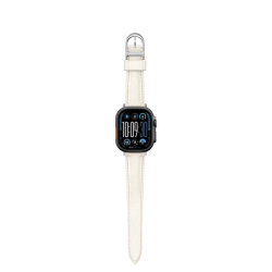AmazingThing Λουράκι Δερμάτινο για Apple Watch 44/45/46mm/Ultra 49mm - Μπεζ λουράκι σε συσκευή ανοιχτό