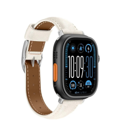 AmazingThing Λουράκι Δερμάτινο για Apple Watch 44/45/46mm/Ultra 49mm - Μπεζ λουράκι σε συσκευή