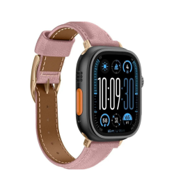 AmazingThing Λουράκι Δερμάτινο για Apple Watch 45/46/49mm - Ροζ λουράκι σε συσκευή κλειστό