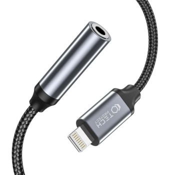 Tech-Protect UltraBoost Μετατροπέας USB Lightning σε 3.5mm mini jack adapter - Μαύρο με καλώδιο από εύκαμπτο υλικό