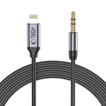 Tech-Protect UltraBoost Braided Καλώδιο USB Lightning / 3.5mm jack 1m - Μαύρο διπλωμένο καλώδιο