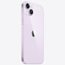 Μεταχειρισμένο Apple iPhone 14 plus σε μωβ, πίσω όψη με διπλή κάμερα 12MP και κουμπιά έντασης.