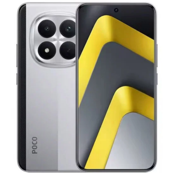 Xiaomi Poco M8 Pro NFC 5G - Silver μπροστά και πίσω όψη με ενεργή οθόνη 6,83" και διπλή πίσω κάμερα 50MP
