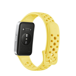 Huawei Band 9 Αδιάβροχο με Παλμογράφο - Lemon Yellow με ασημί καντράν και κίτρινο λουράκι πίσω όψη
