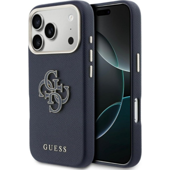 Guess Fw Resin Logo Back Cover Θήκη για Apple iPhone 17 Pro - Blue εφαρμοσμένη σε συσκευή μπροστά και πίσω όψη
