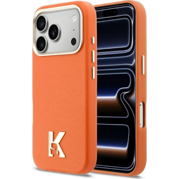 Karl Lagerfeld Case Karl Head Logo Magsafe για iPhone 17 Pro - Πορτοκαλί εφαρμοσμένη σε συσκευή μπροστά και πίσω όψη