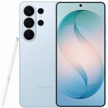 Samsung Galaxy S26 Ultra 5G Dual SIM Sky Blue μπροστά και πίσω όψη με ενεργή οθόνη 6,9" και τετραπλή πίσω κάμερα 200MP & πενάκι