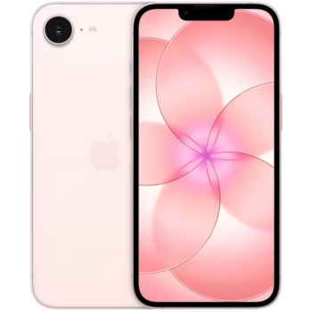 Apple iPhone 17e - Soft Pink μπροστά και πίσω όψη με ενεργή οθόνη 6,1" και πίσω κάμερα 48MP