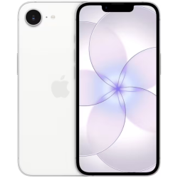 Apple iPhone 17e - White μπροστά και πίσω όψη με ενεργή οθόνη 6,1" και πίσω κάμερα 48MP