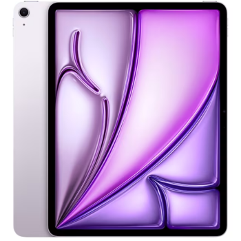 Apple iPad Air 2026 WiFi + 5G 11″ - Purple μπροστά και πίσω όψη με ενεργή οθόνη 11" και πίσω κάμερα 12MP