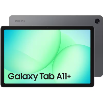 Samsung Galaxy Tab A11+ 5G 6GB/128GB - Gray μπροστά και πίσω όψη με ενεργή οθόνη