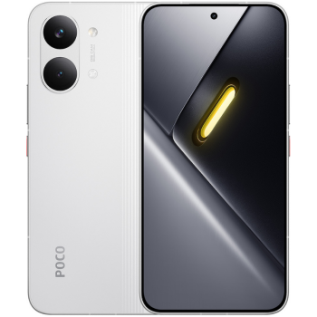 Xiaomi Poco X8 Pro Max NFC 5G Dual Sim - White μπροστά και πίσω όψη με ενεργή οθόνη και διπλή πίσω κάμερα 50MP