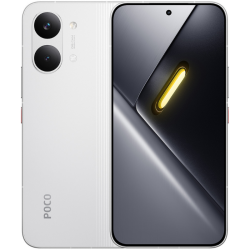 Xiaomi Poco X8 Pro Max NFC 5G Dual Sim - White μπροστά και πίσω όψη με ενεργή οθόνη και διπλή πίσω κάμερα 50MP