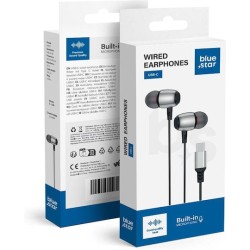 Blue Star M09C Ενσύρματα In-Ear Ακουστικά Type-C (DAC) με Μικρόφωνο 1.2m - Μαύρο κουτί συσκευασίας μπρος και πίσω όψη