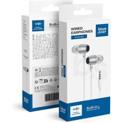Blue Star M09 Ενσύρματα In-Ear Ακουστικά με Καρφί 3.5mm και Μικρόφωνο 1.2m - Λευκό κουτί συσκευασίας μπρος και πίσω όψη