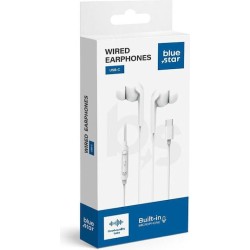 Blue Star M15C Ενσύρματα In-Ear Ακουστικά Type-C (DAC) με Μικρόφωνο 1.2m - Λευκό κουτί συσκευασίας