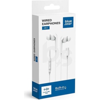 Blue Star M15C Ενσύρματα In-Ear Ακουστικά Type-C (DAC) με Μικρόφωνο 1.2m - Λευκό κουτί συσκευασίας