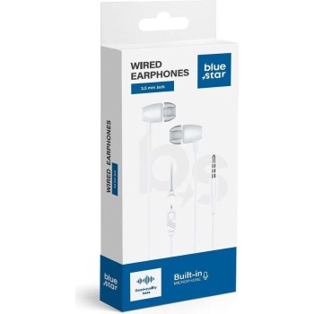 Blue Star PA-E67 Ενσύρματα In-Ear Ακουστικά με Καρφί 3.5mm και Μικρόφωνο 1.2m - Λευκό κουτί συσκευασίας