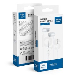 Blue Star PA-E67 Ενσύρματα In-Ear Ακουστικά με Καρφί 3.5mm και Μικρόφωνο 1.2m - Λευκό κουτί συσκευασίας μπρος και πίσω όψη