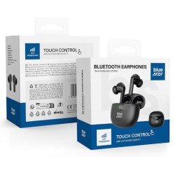 Blue Star T60 In-ear Bluetooth Handsfree Ακουστικά με Θήκη Φόρτισης - Μαύρο κουτί συσκευασίας
