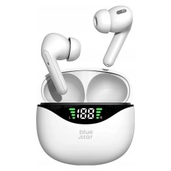 Blue Star T60 In-ear Bluetooth Handsfree Ακουστικά με Θήκη Φόρτισης - Λευκό ακουστικά εκτός της θήκης φόρτισης