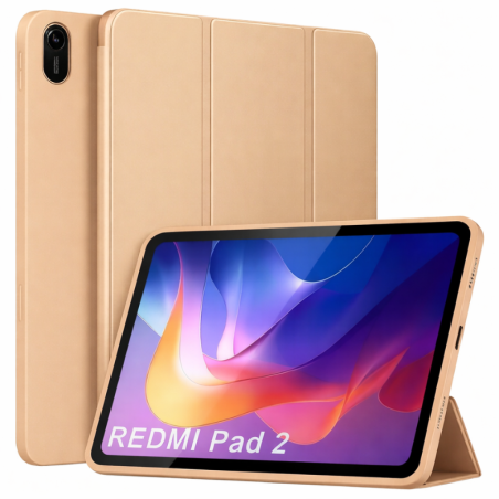 Θήκη iPad Trifold Smart View και πίσω TPU για Xiaomi Redmi Pad 2 - Χρυσό μπροστινή και πίσω όψη πάνω σε συσκευή