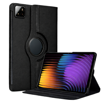 Θήκη Trifold Smart View και πίσω TPU για Xiaomi Redmi Pad 7 - Μαύρο μπροστινή και πίσω όψη με έμφαση στην οθόνη και κάμερα