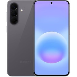 Samsung Galaxy A57 5G - Awesome Gray μπροστά και πίσω όψη με ενεργή οθόνη και τριπλή κάμερα