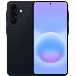Samsung Galaxy A57 5G - Awesome Navy μπροστά και πίσω όψη με ενεργή οθόνη και τριπλή κάμερα
