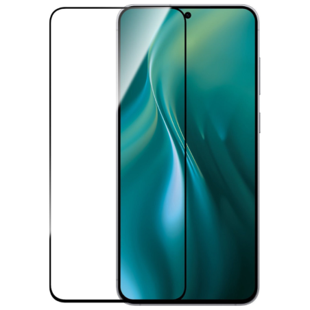 3D Tempered Glass Full Cover & Full Glue για Samsung Galaxy A57 - Μαύρο τοποθετημένο μπροστά από συσκευή