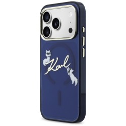 Karl Lagerfeld Iml Choupettes Karl Script Logo Magsafe Back Cover Θήκη για Iphone 17 Pro Max - Μπλε εφαρμοσμένη σε συσκευή