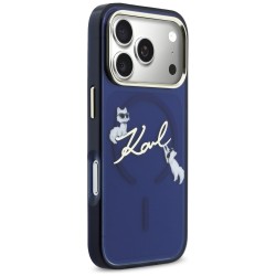 Karl Lagerfeld Iml Choupettes Karl Script Logo Magsafe Back Cover Θήκη για Iphone 17 Pro Max - Μπλε εφαρμοσμένη σε συσκευή