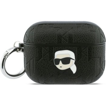 Karl Lagerfeld Karl Head Πλαστική Θήκη με Γάντζο για Apple AirPods Pro - Μαύρο κλειστή θήκη