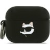 Karl Lagerfeld Choupette Head Θήκη Σιλικόνης με Γάντζο για Apple AirPods Pro 3 - Μαύρο