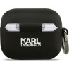 Karl Lagerfeld Choupette Head Θήκη Σιλικόνης με Γάντζο για Apple AirPods Pro 3 - Μαύρο εφαρμοσμένη σε συσκευή πίσω όψη
