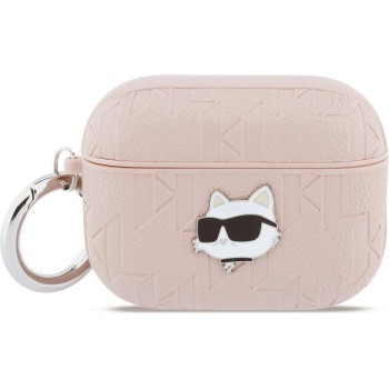 Karl Lagerfeld Choupette Head Πλαστική Θήκη με Γάντζο για Apple AirPods Pro 3 - Ροζ κλειστή θήκη