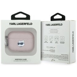 Karl Lagerfeld Choupette Head Πλαστική Θήκη με Γάντζο για Apple AirPods Pro 3 - Ροζ κουτί συσκευασίας