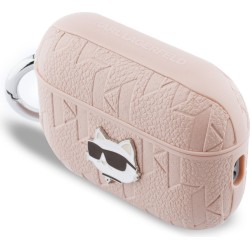 Karl Lagerfeld Choupette Head Πλαστική Θήκη με Γάντζο για Apple AirPods Pro 3 - Ροζ κλειστή θήκη