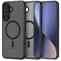 Tech-Protect Magmat Back Cover Σιλικόνης TPU για Samsung Galaxy A57 5G - Μαύρο εφαρμοσμένη σε συσκευή μπροστά και πίσω όψεις