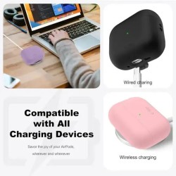 Tech-Protect Θήκη Σιλικόνης για Apple AirPods Pro 3 - Μαύρο κατάλληλη για ενσύρματη και ασύρματη φόρτιση