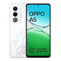OPPO A5 6GB/128GB - Mist White OEU μπροστινή και πίσω όψη με ενεργή οθόνη