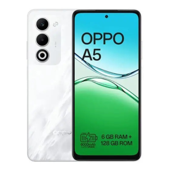 OPPO A5 6GB/128GB - Mist White OEU μπροστινή και πίσω όψη με ενεργή οθόνη