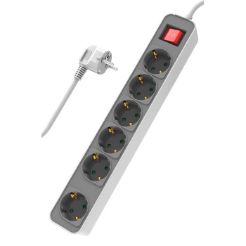 Powertech Πολύπριζο 6 Θέσεων με Διακόπτη και Καλώδιο 1.4m - Λευκό