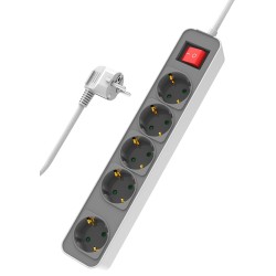 Powertech Πολύπριζο 5 Θέσεων με Διακόπτη και Καλώδιο 1.4m - Λευκό