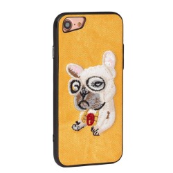 Θήκη back cover handmade σκύλος πλεκτός για iPhone 7 Plus / 8 Plus - Κίτρινο