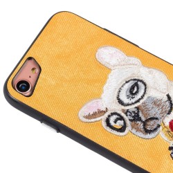 Θήκη back cover handmade σκύλος πλεκτός για iPhone 7 Plus / 8 Plus - Κίτρινο