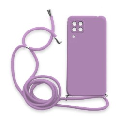 Θήκη Σιλικόνης Crossbody για Samsung Galaxy A12 - Λιλά