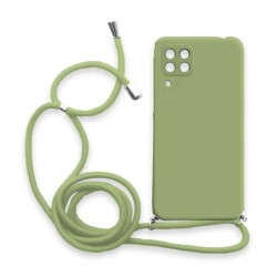 Θήκη Σιλικόνης Crossbody για Samsung Galaxy A12 - Λαχανί Matte