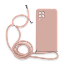 Θήκη Σιλικόνης Crossbody για Samsung Galaxy A12 - Ροζ