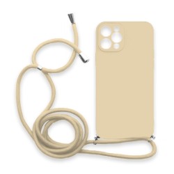 Θήκη Σιλικόνης Crossbody για Apple iPhone 11 Pro Max - Μπεζ